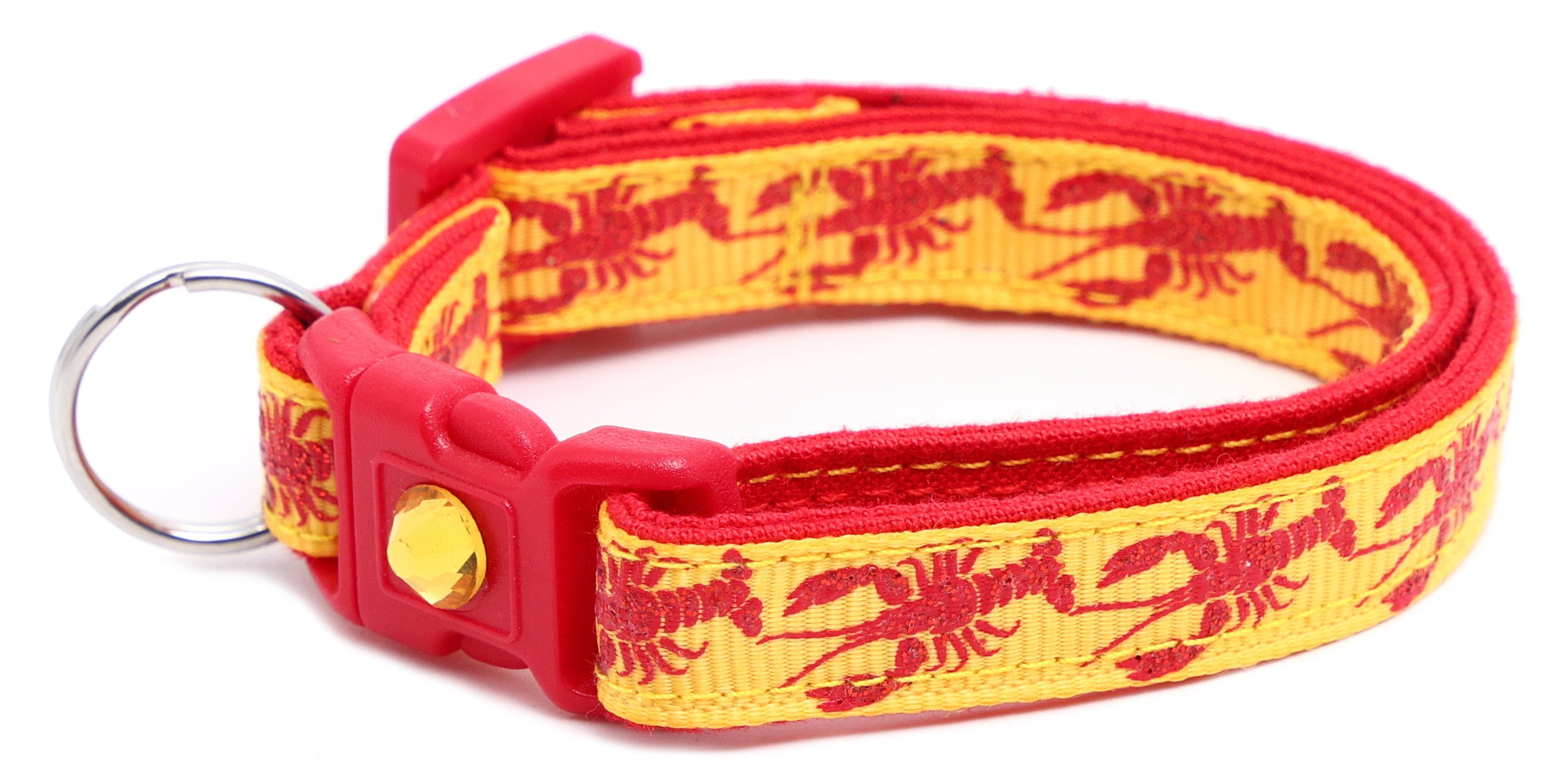 Lobster Breakaway Cat Collar made of reinforced cotton, featuring a breakaway clip and customizable options.